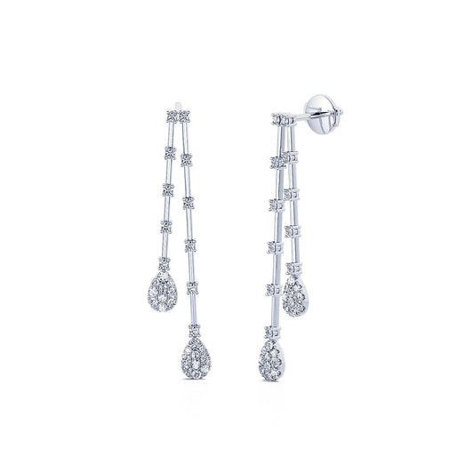 Aude - Boucle d'oreilles or blanc diamant #2