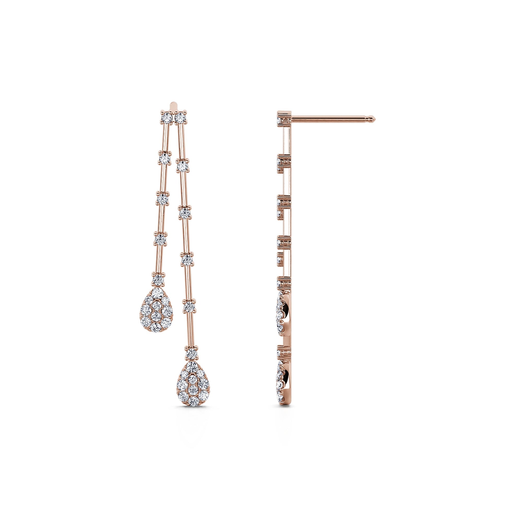 Boucle d'oreilles or rose diamant Aude 3