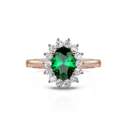 Aurore Emeraude&nbsp;-&nbsp;Bague marguerite diamant et émeraude #1