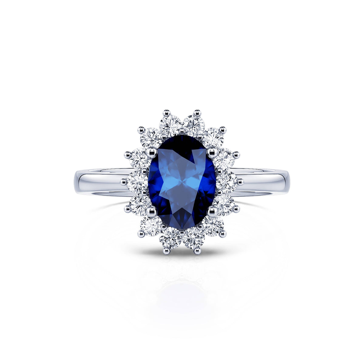 Bague Neuve Plaqué Or - Taille 57 Avec Saphir Bleu Et Zirconium - 1,65gr - Poinçonnée 3mc