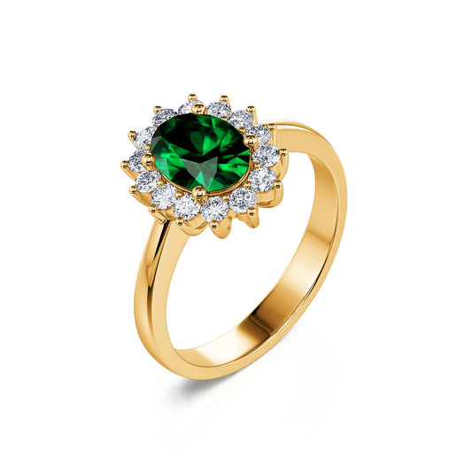 Aurore Emeraude&nbsp;-&nbsp;Bague marguerite diamant et émeraude  #2