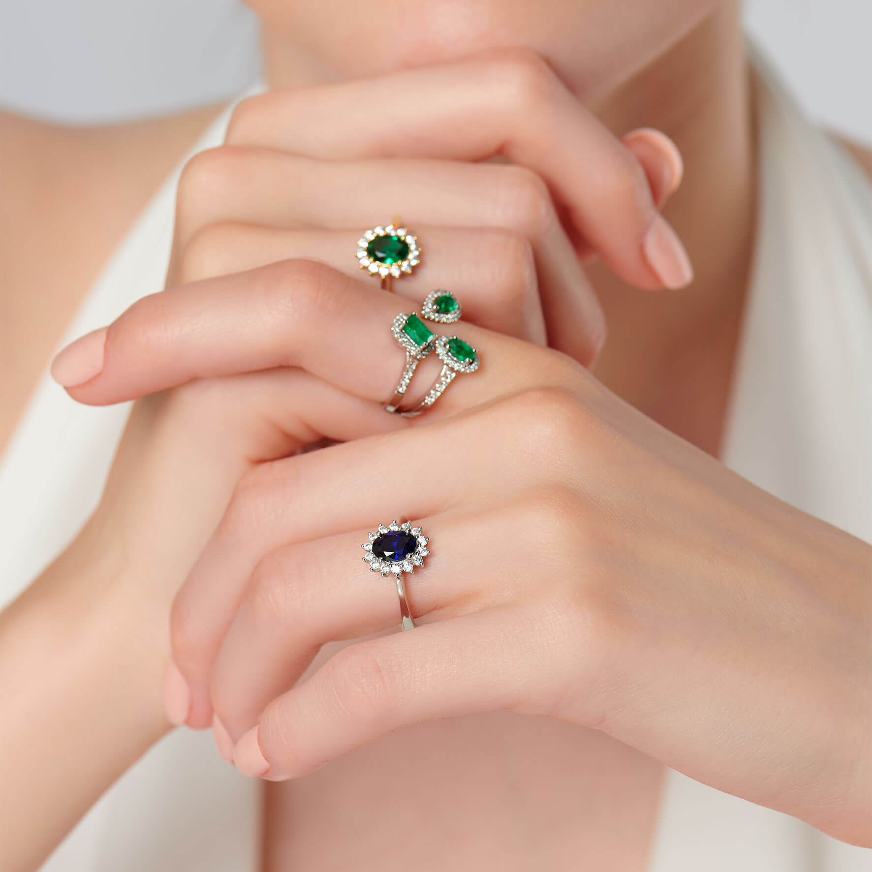 Bague marguerite diamant et saphir  Aurore Saphir 7