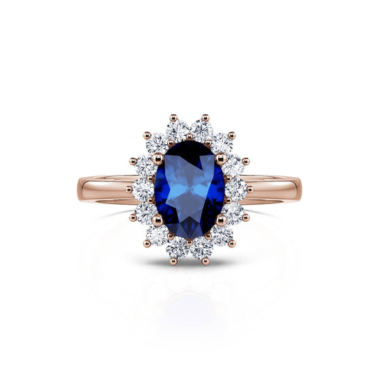 Aurore Saphir - Bague marguerite diamant et saphir en or rose #1