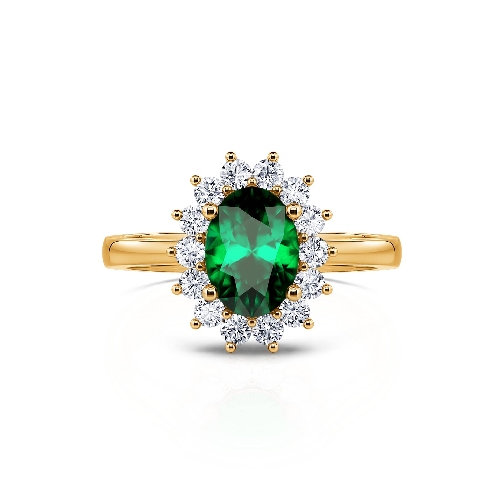 Bague en or jaune sertie d'une emeraude de laboratoire et de diamants. – DIAM'S NC Bague en or jaune sertie d'une emeraude de laboratoire et de diamants. – DIAM'S NC