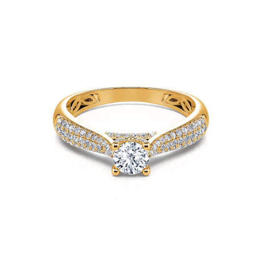 Ava - Solitaire or jaune diamant accompagné #2