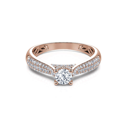Ava&nbsp;-&nbsp;Solitaire or rose diamant accompagné #2