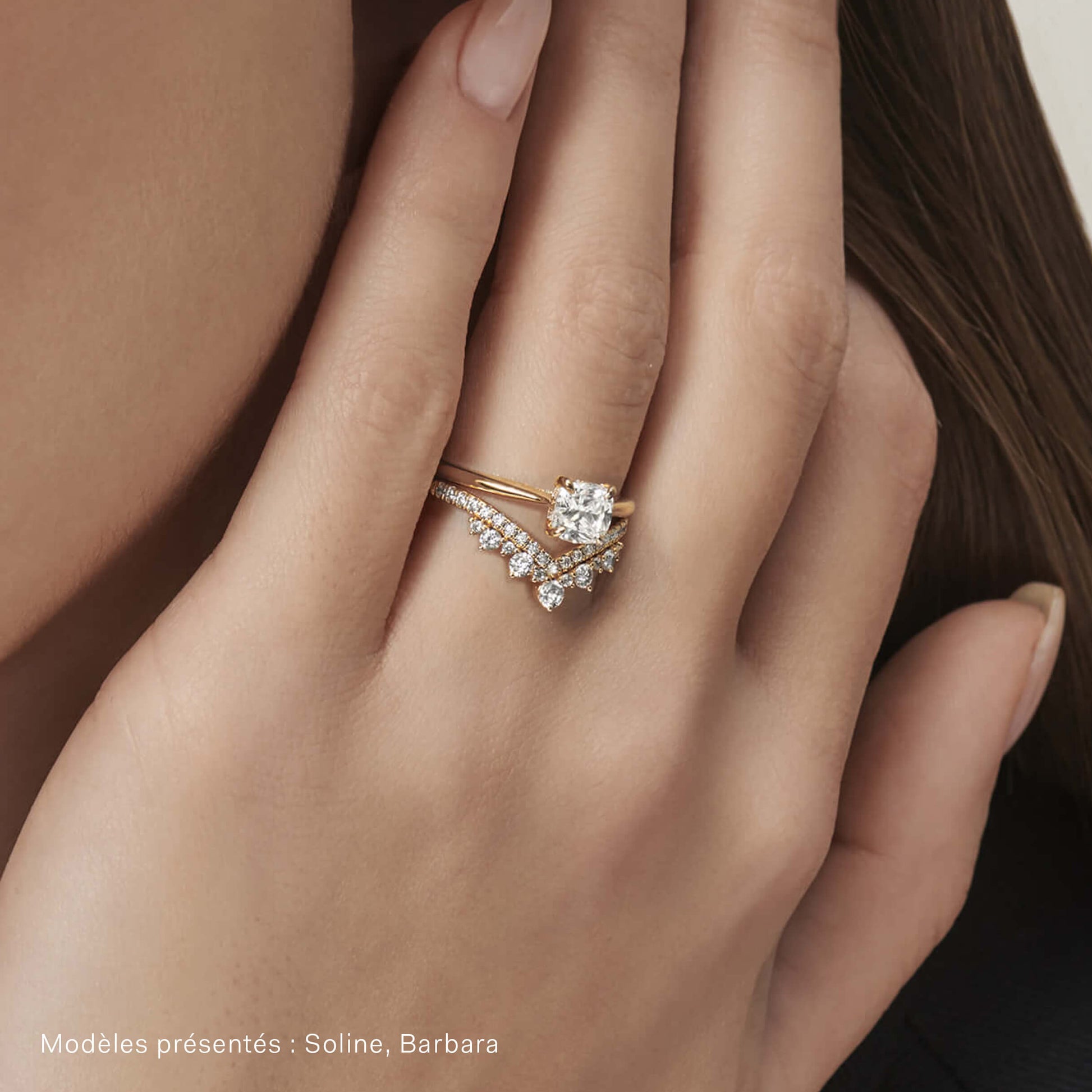 Alliance diamant or rose Barbara 8