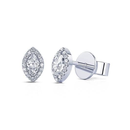 Beka&nbsp;-&nbsp;Puces d'oreilles diamant navette et halo or blanc #2