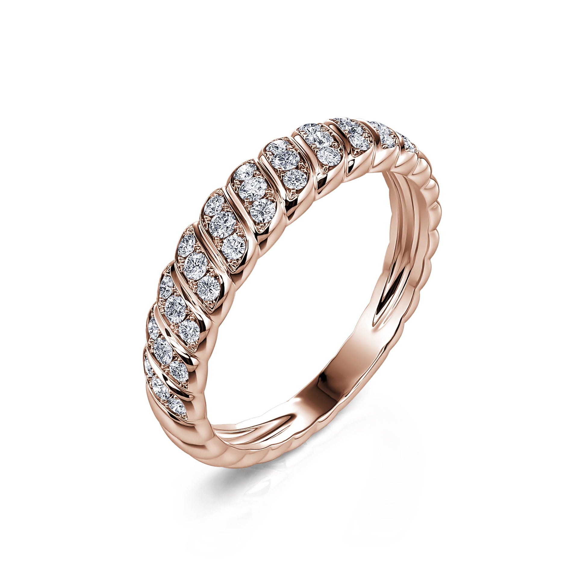 Bague torsadée or rose et diamants Berny 1