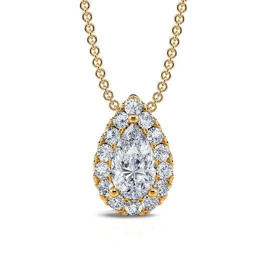 Billie&nbsp;-&nbsp;Collier or jaune diamant poire avec halo #2