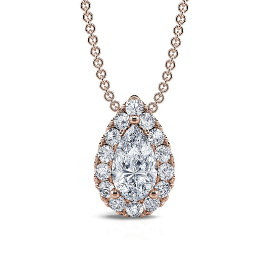 Billie&nbsp;-&nbsp;Collier or rose diamant poire avec halo #2