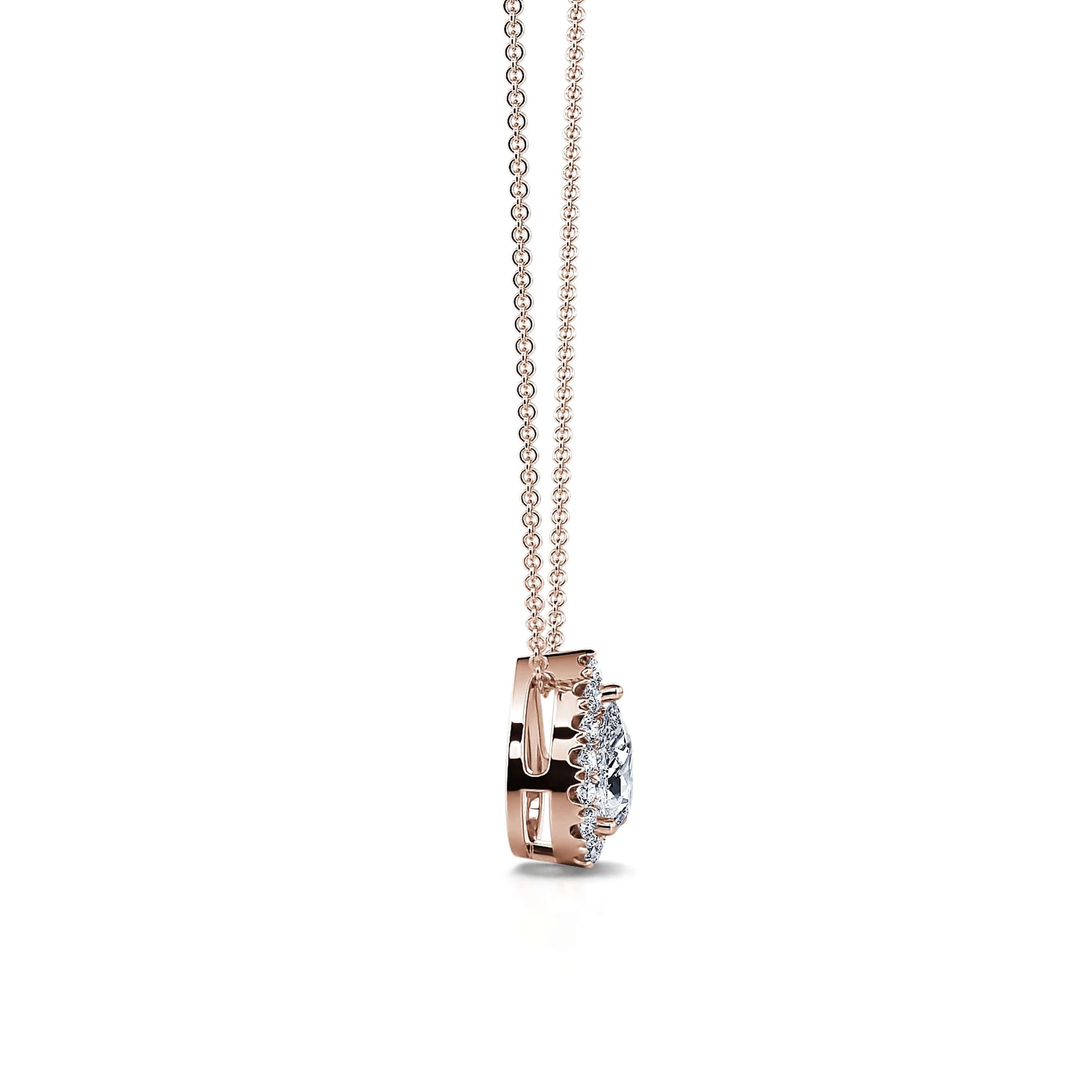 Collier or rose diamant poire avec halo Billie 3