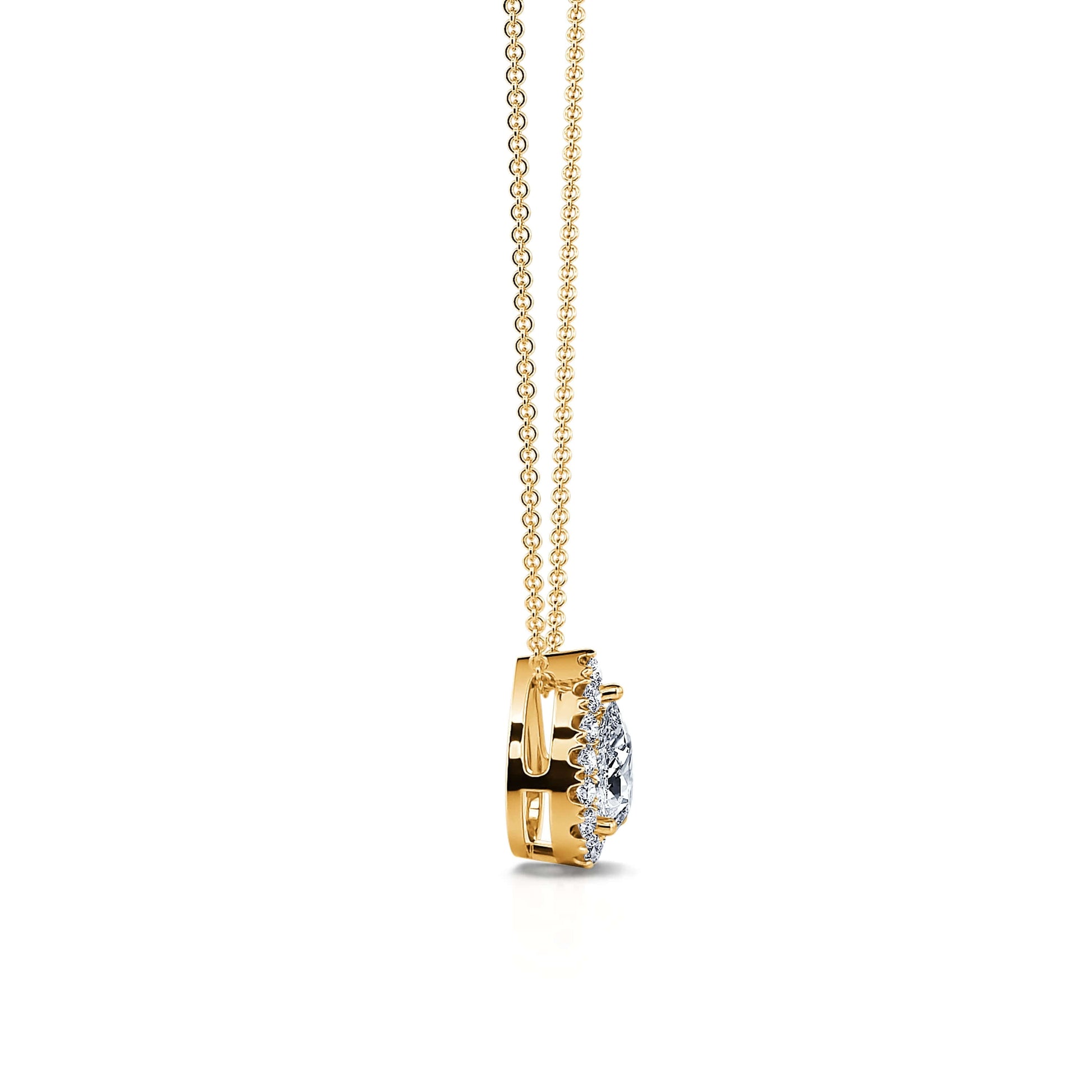 Collier or jaune diamant poire avec halo Billie 3