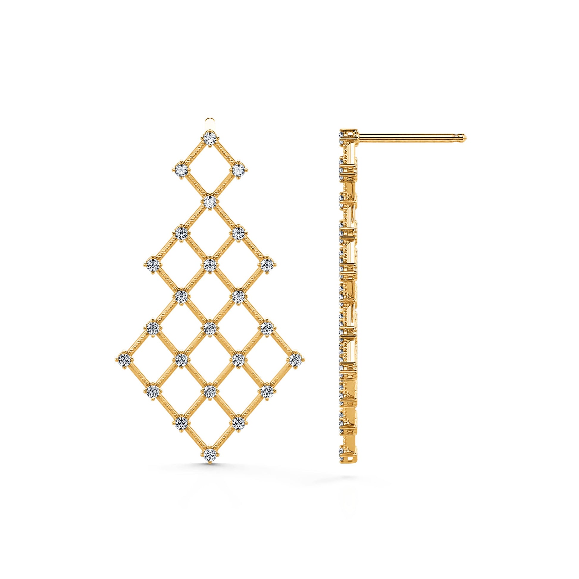 Boucles d'oreilles pendantes or jaune et diamant Blanche 3