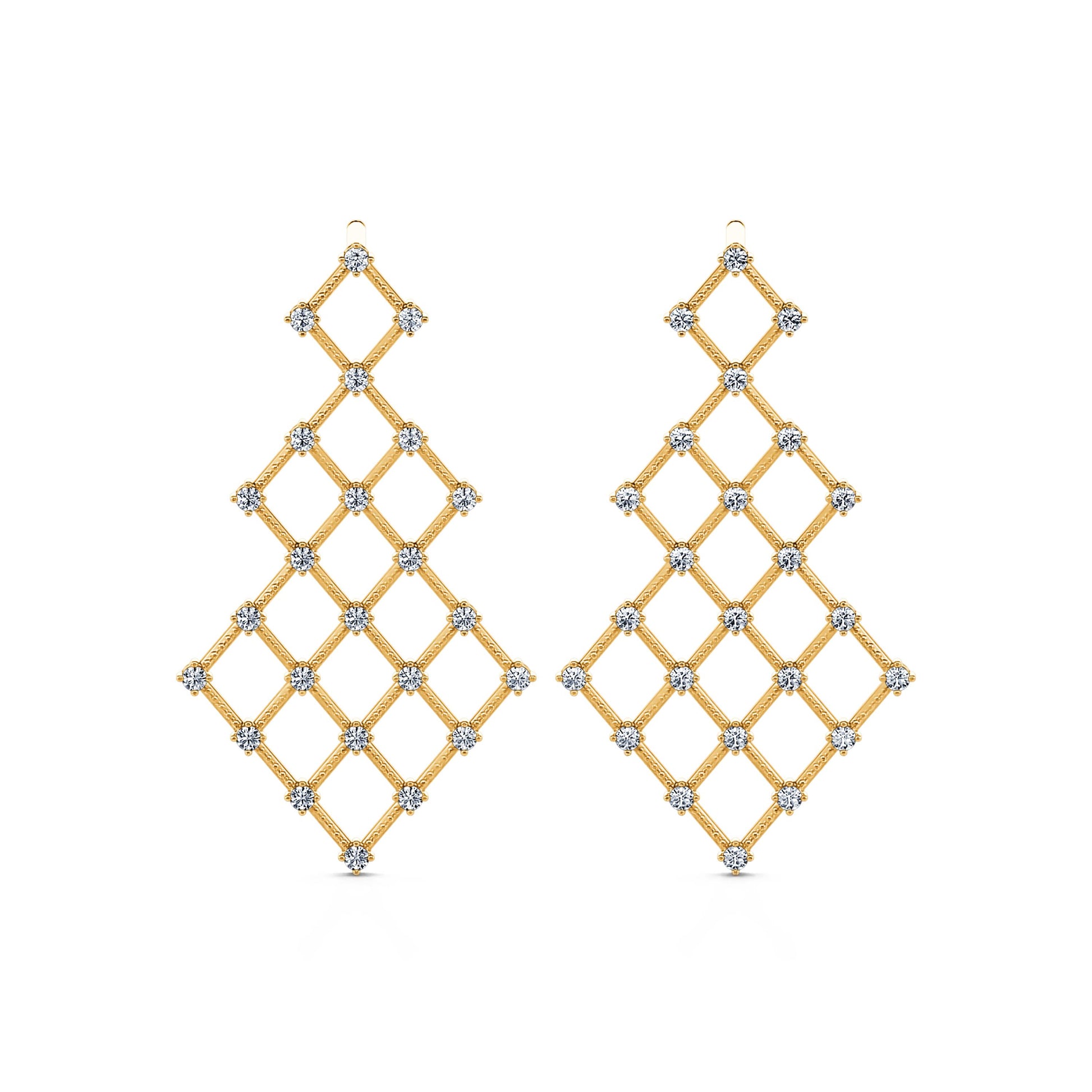 Boucles d'oreilles pendantes or jaune et diamant Blanche 1
