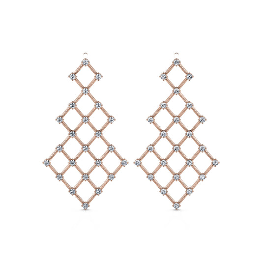 Blanche&nbsp;-&nbsp;Boucles d'oreilles pendantes or rose et diamant #1