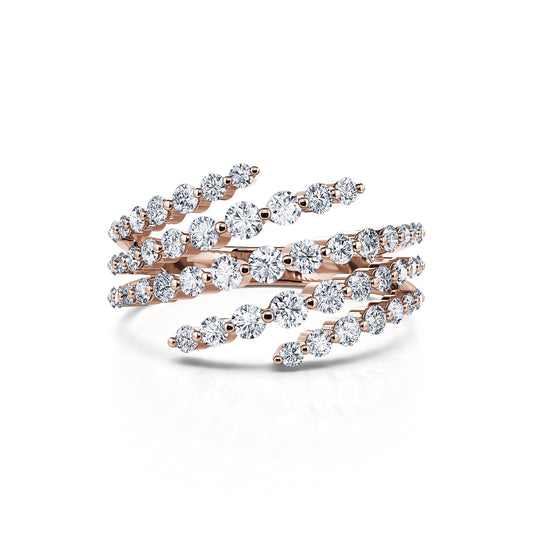 Boa - Bague or rose serpent cinq rangs de diamant #2