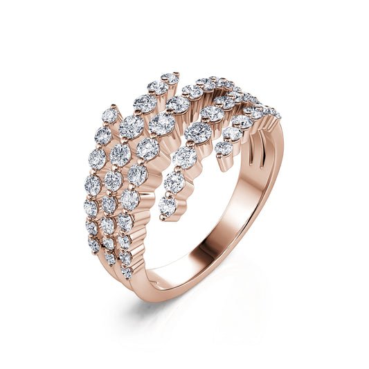 Boa - Bague or rose serpent cinq rangs de diamant #1