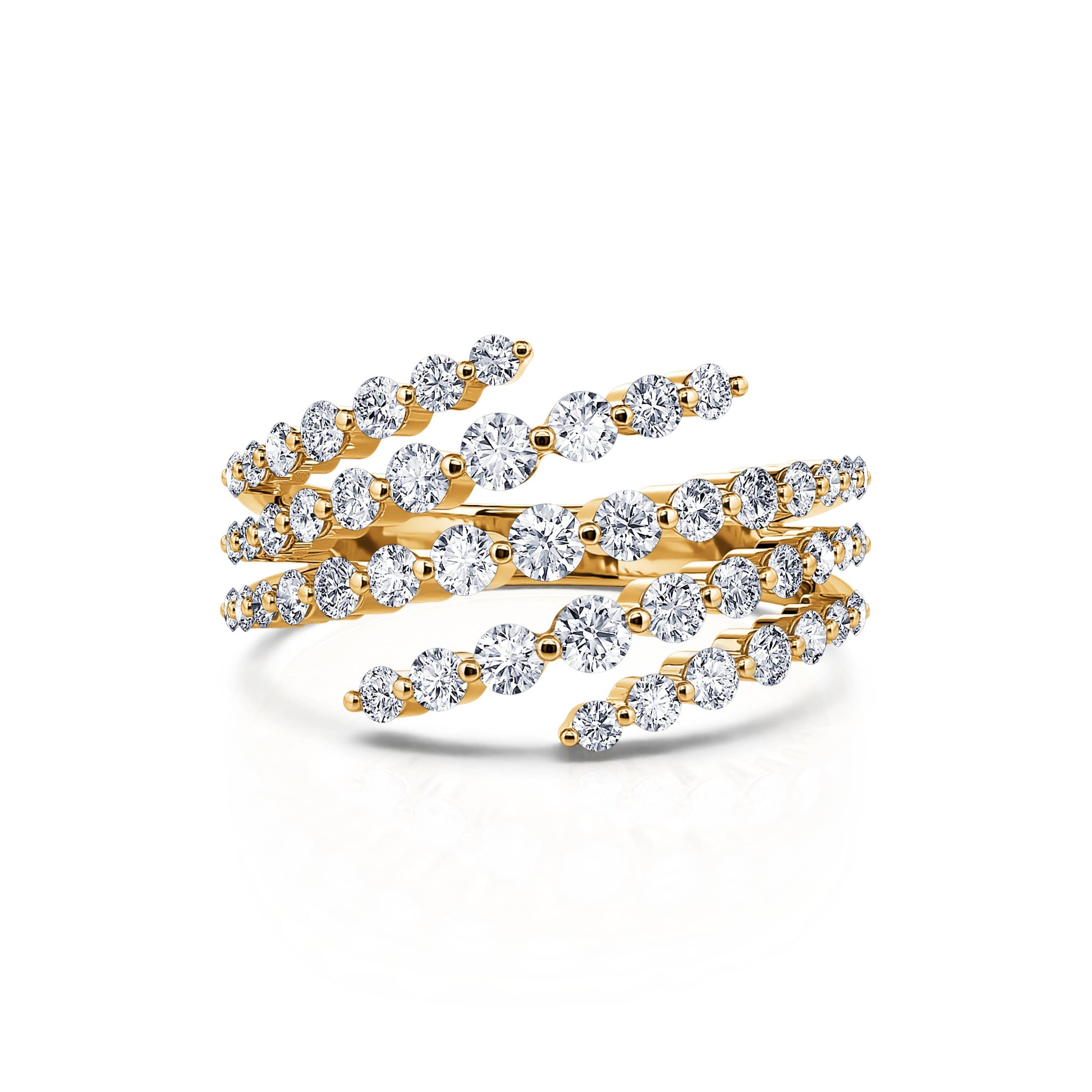 Bague or jaune serpent cinq rangs de diamant Boa 2