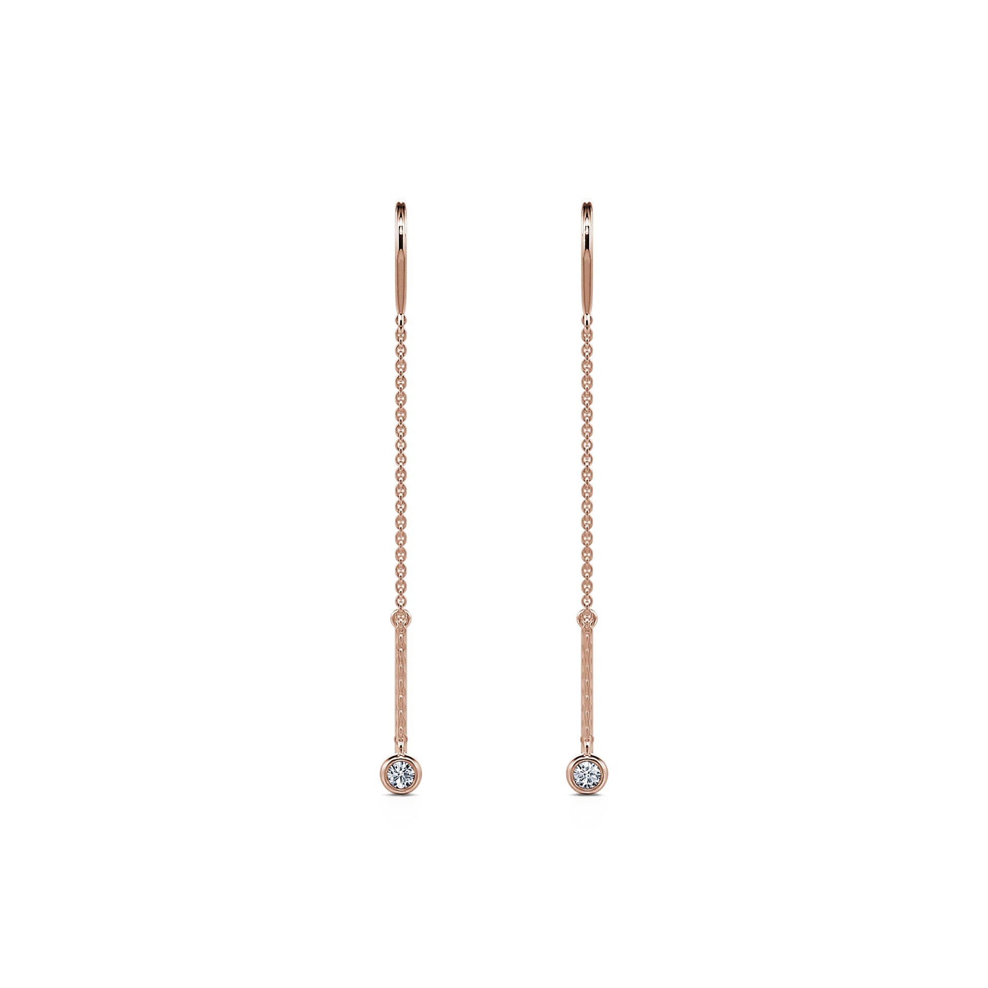 Boucles d'oreilles pendantes or rose et diamant Bonnie 1