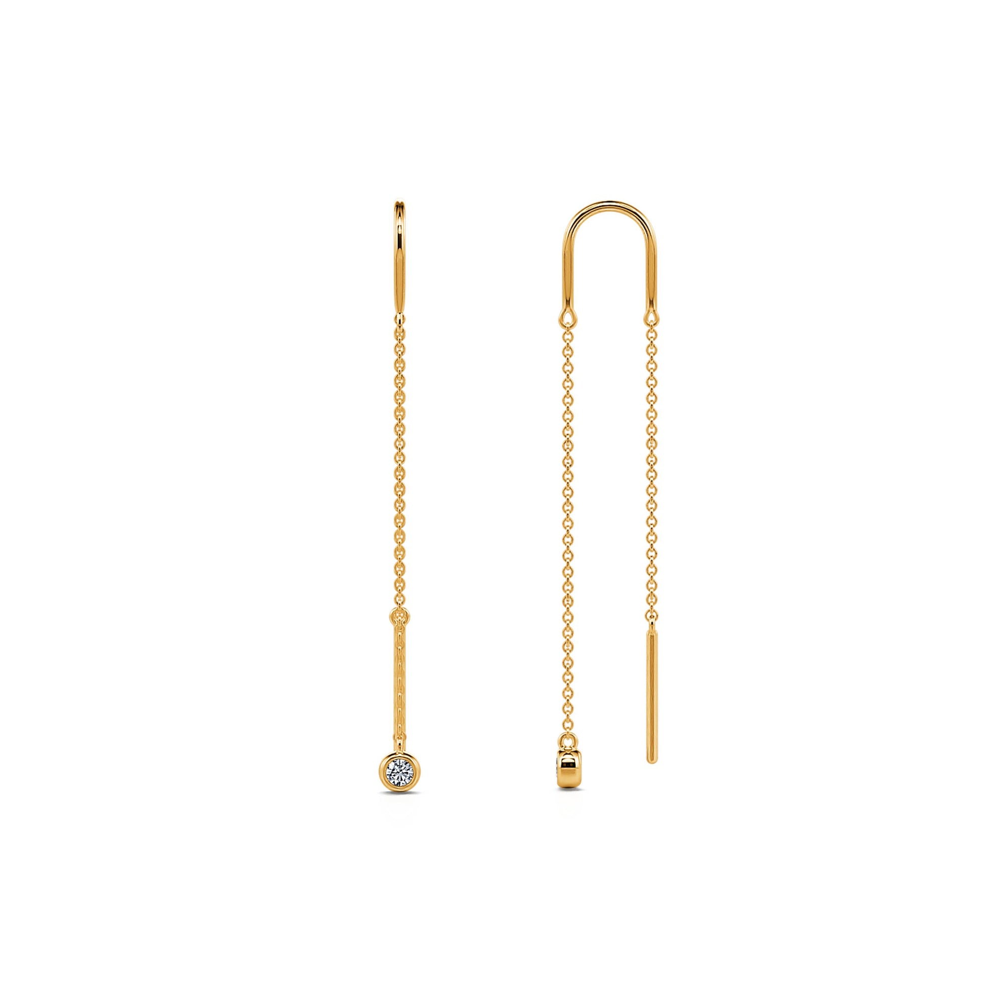 Boucles d'oreilles pendantes or jaune et diamant Bonnie 3