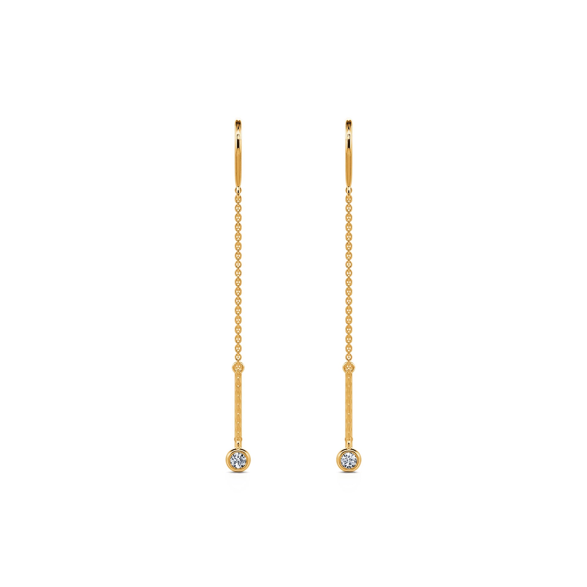 Boucles d'oreilles pendantes or jaune et diamant Bonnie 1