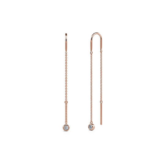 Bonnie - Boucles d'oreilles pendantes or rose et diamant #2