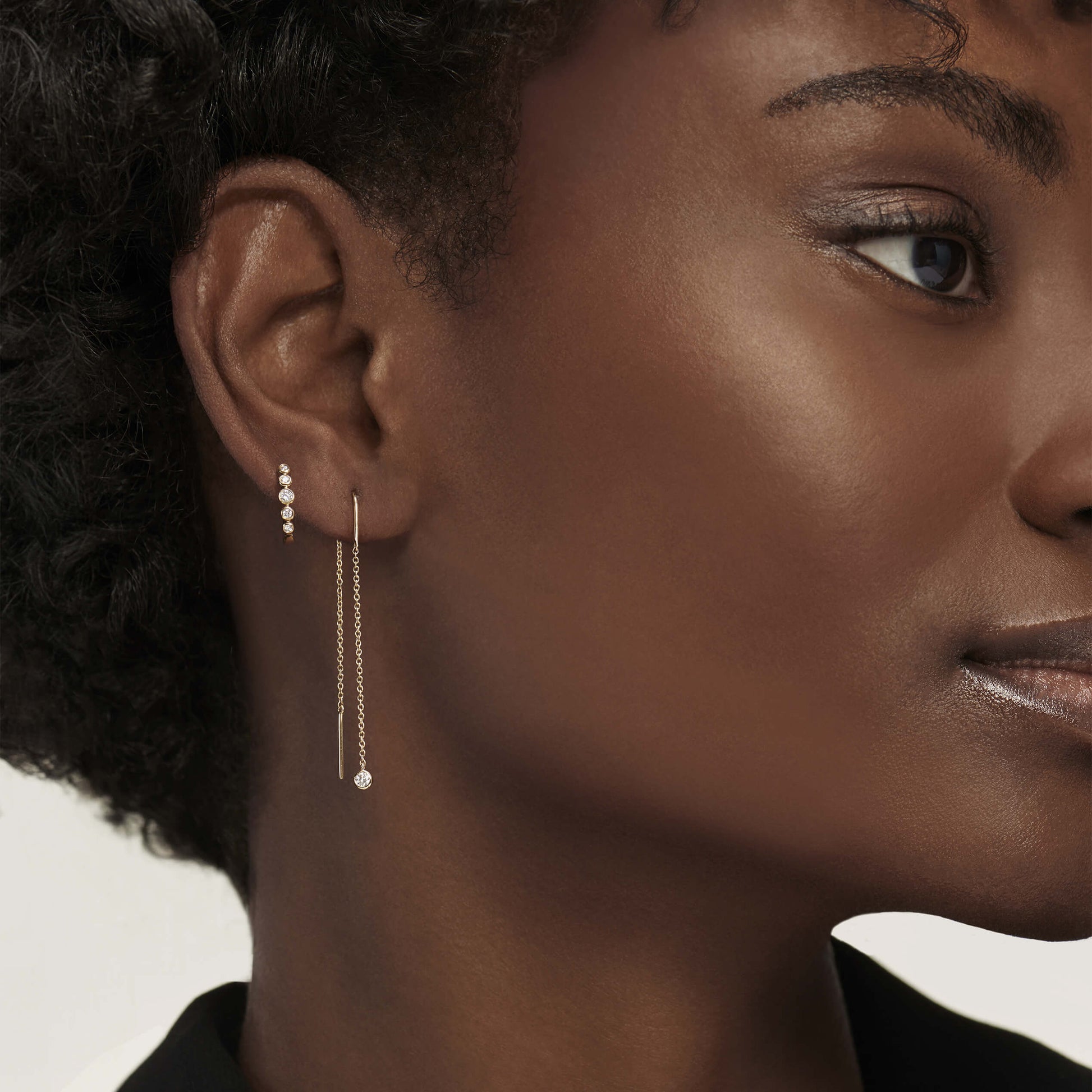 Boucles d'oreilles pendantes or rose et diamant Bonnie 4