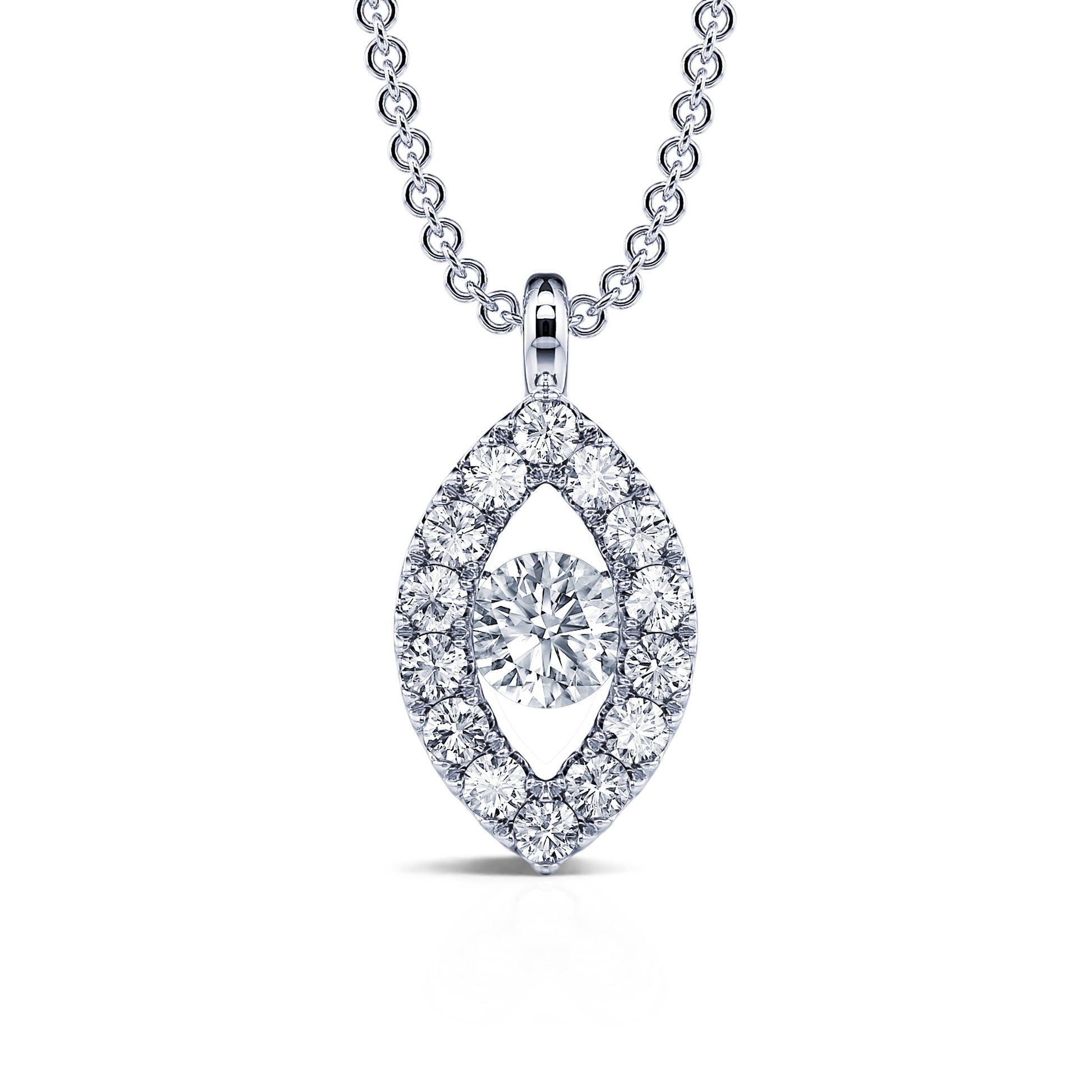Collier or blanc diamant halo œil  Broadway 2