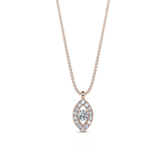 Broadway - Collier or rose diamant halo œil  #1
