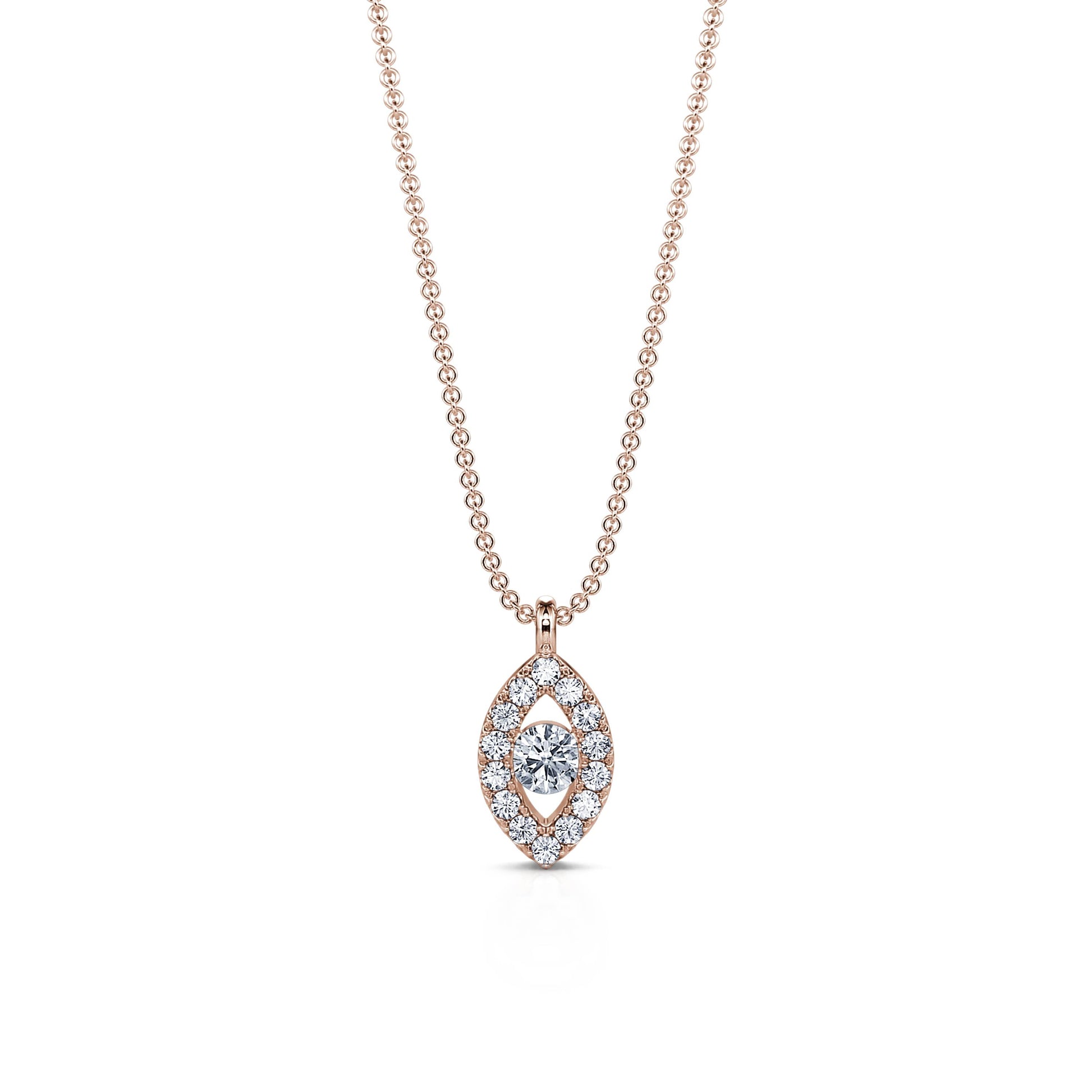 Collier or rose diamant halo œil  Broadway 1