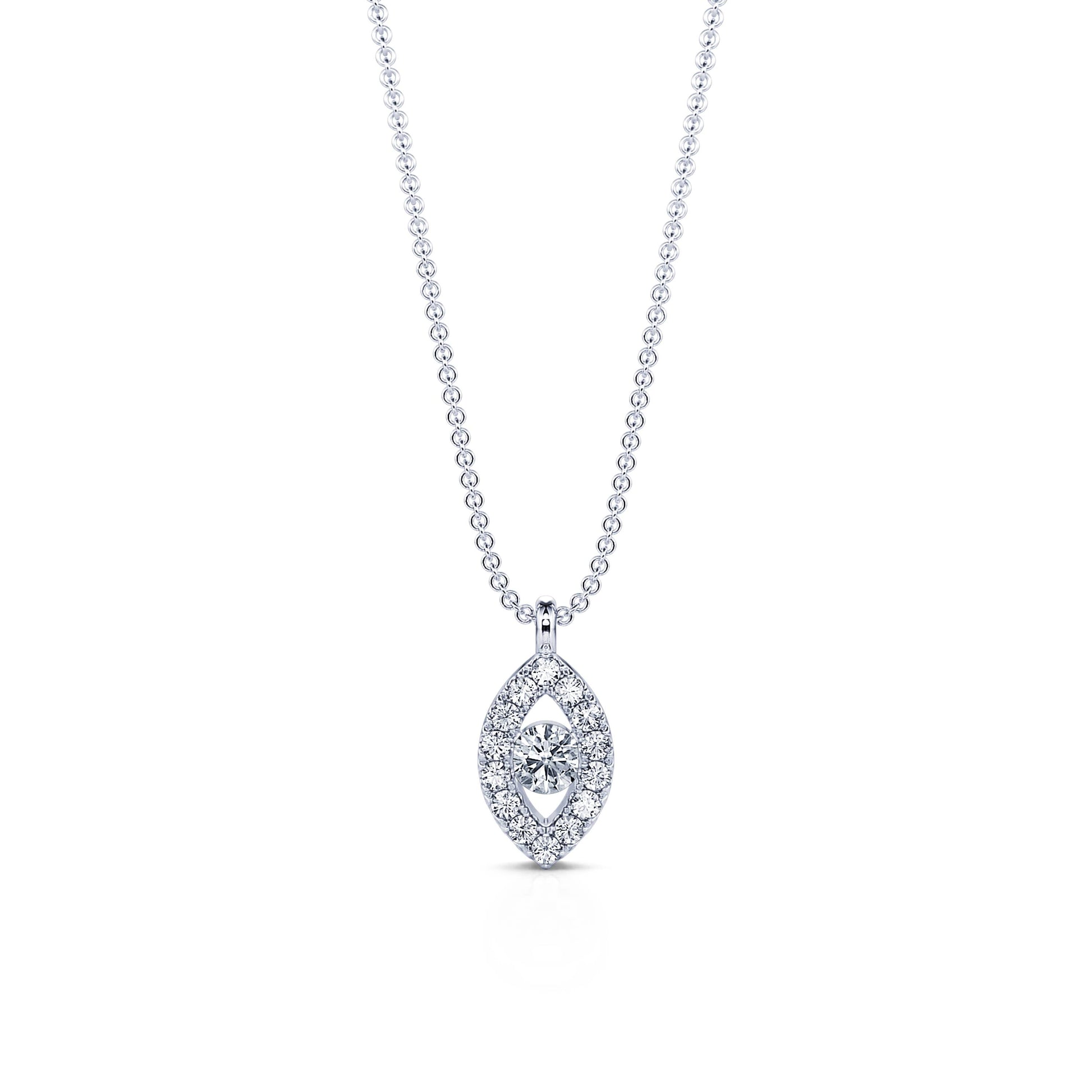 Collier or blanc diamant halo œil  Broadway 1