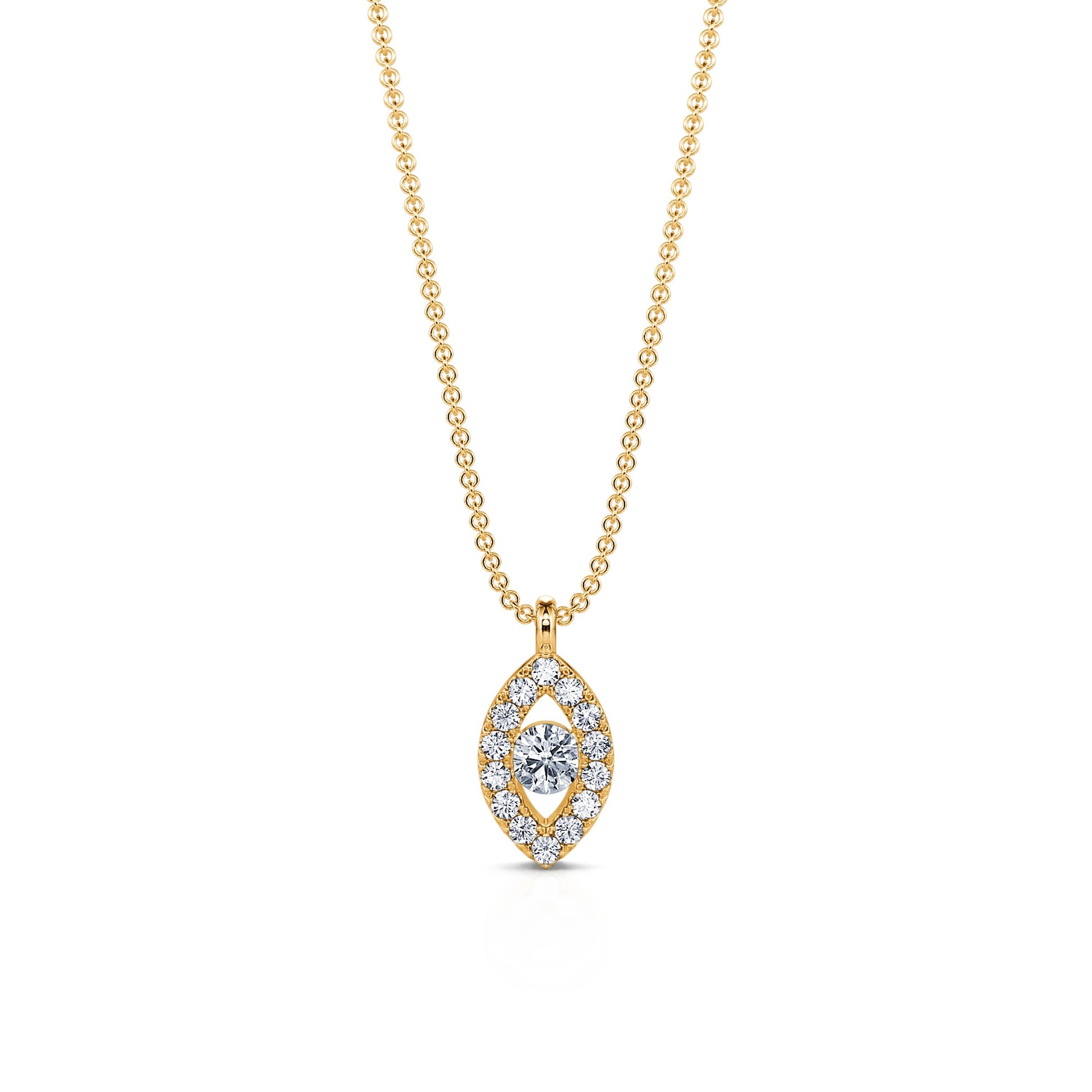 Collier or jaune diamant halo œil  Broadway 1