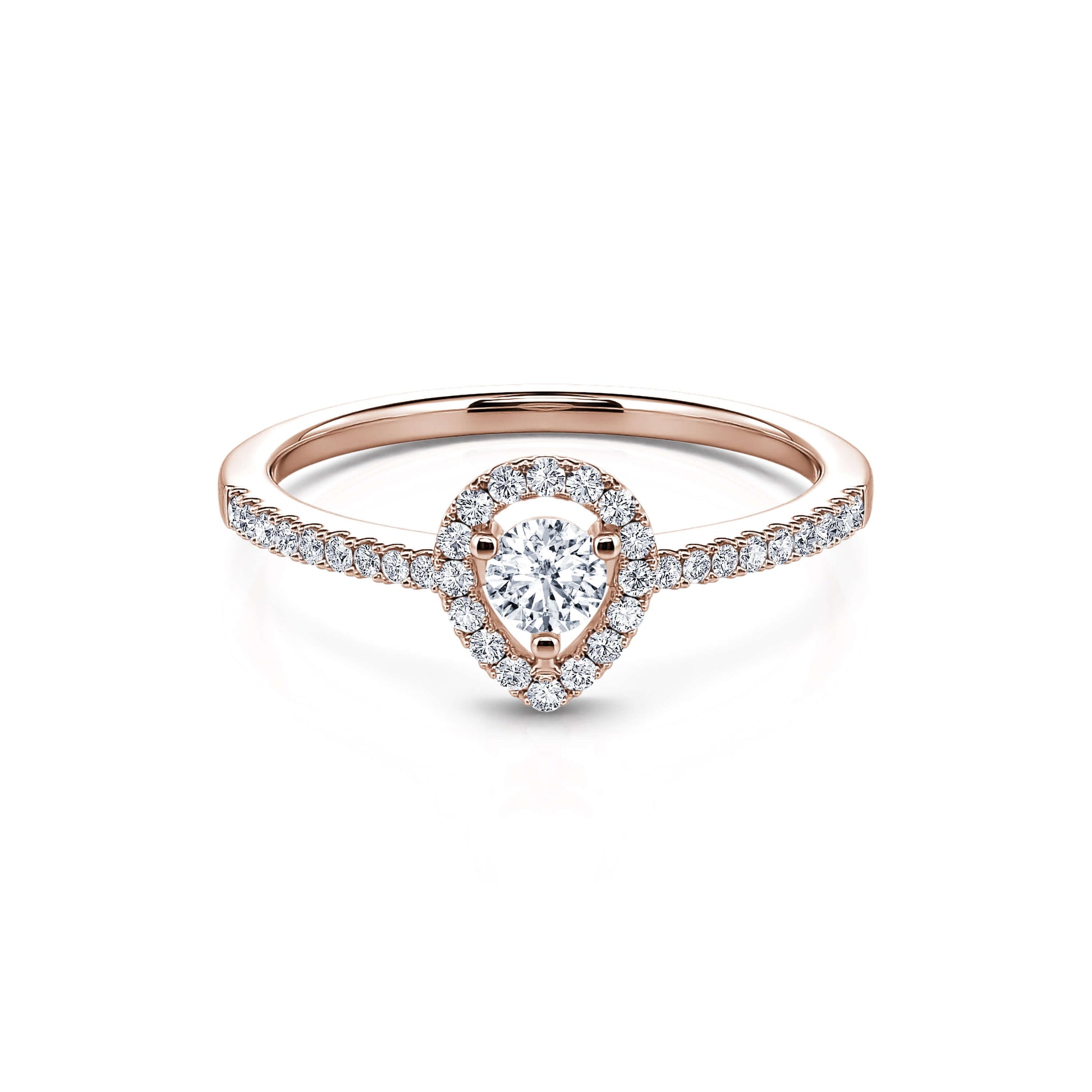 Bague de fiançailles halo poire en or rose Brooklyn 1