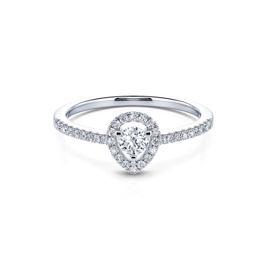 Brooklyn - Bague de fiançailles halo poire en platine #1