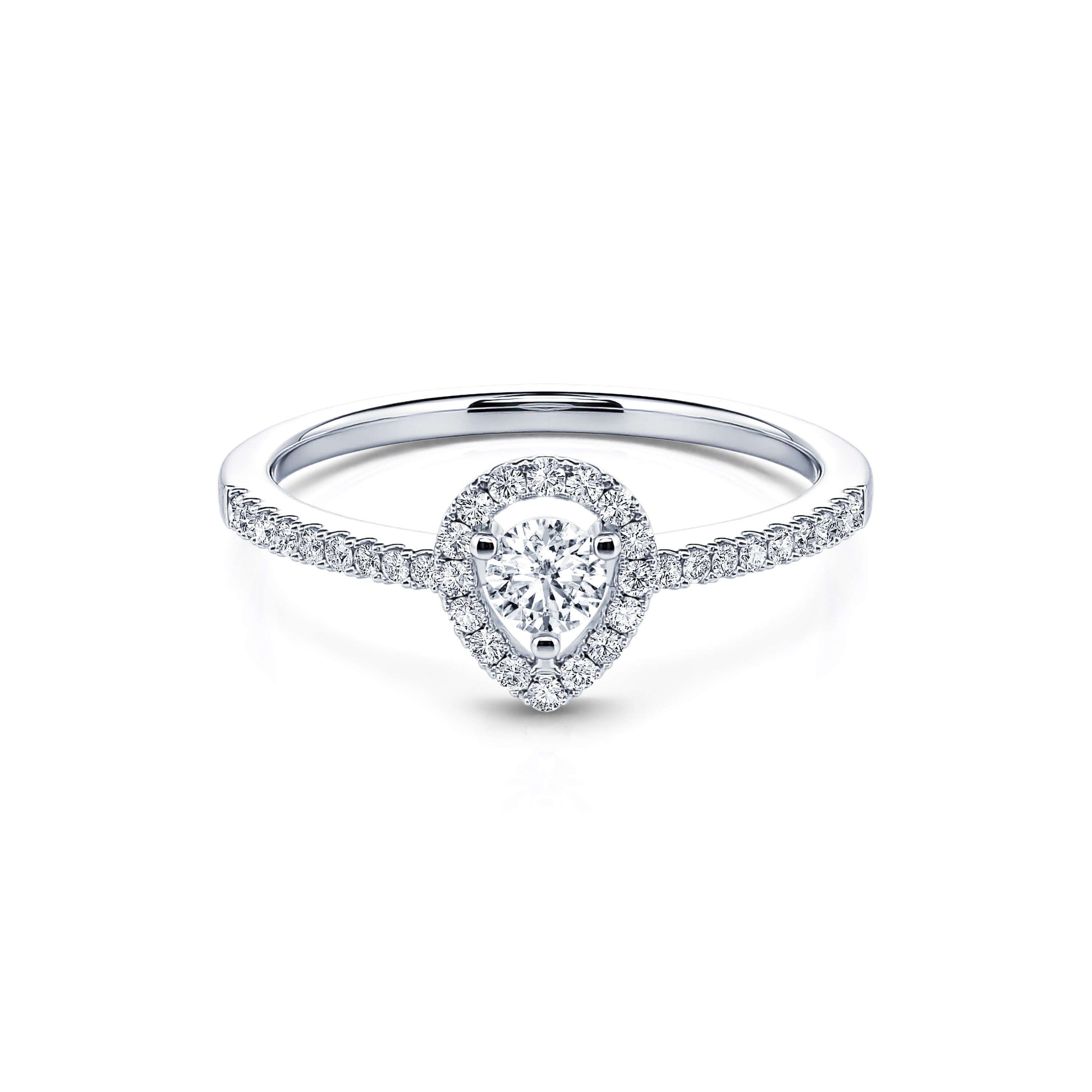 Bague de fiançailles halo poire en platine Brooklyn 1