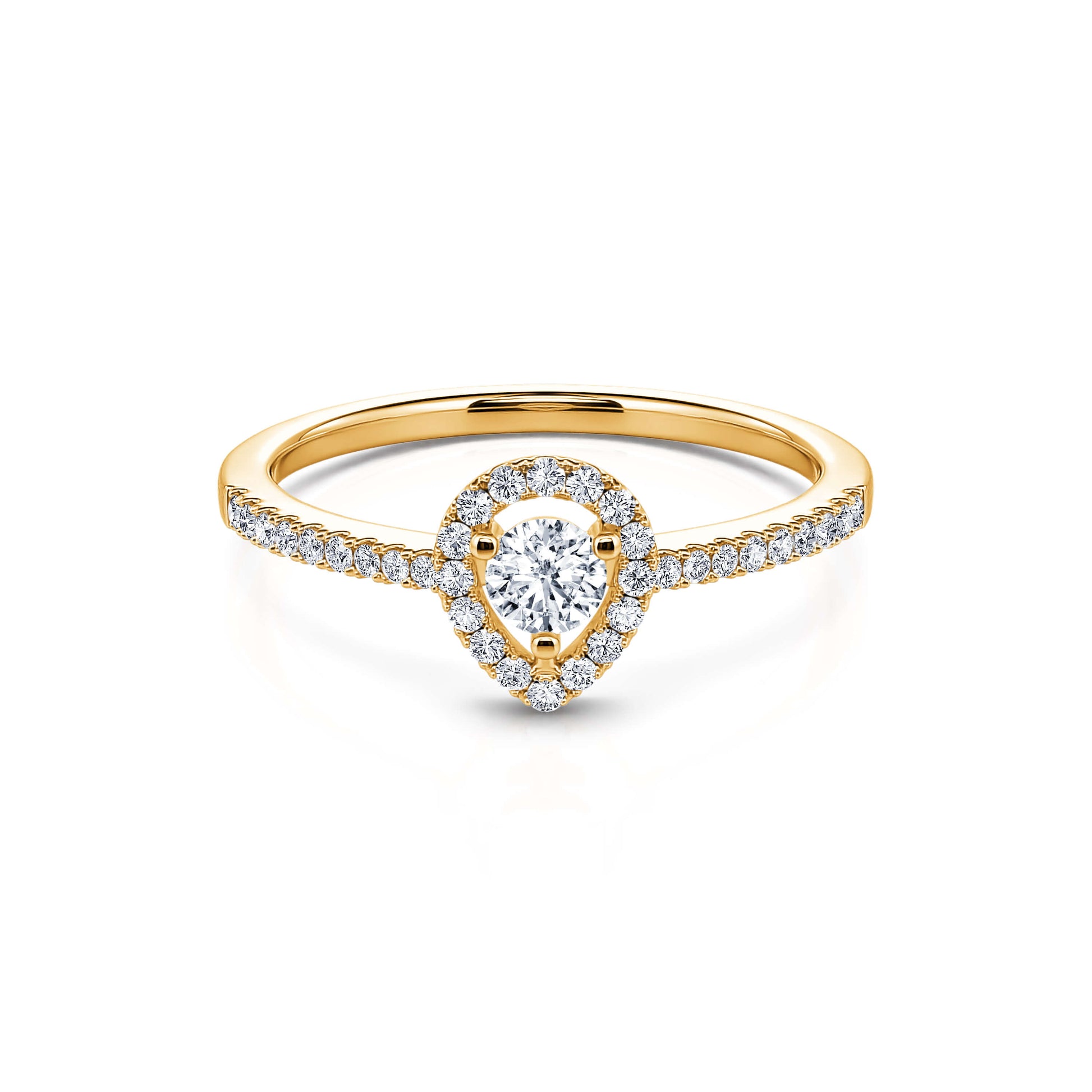 Bague de fiançailles halo poire en or jaune Brooklyn 1