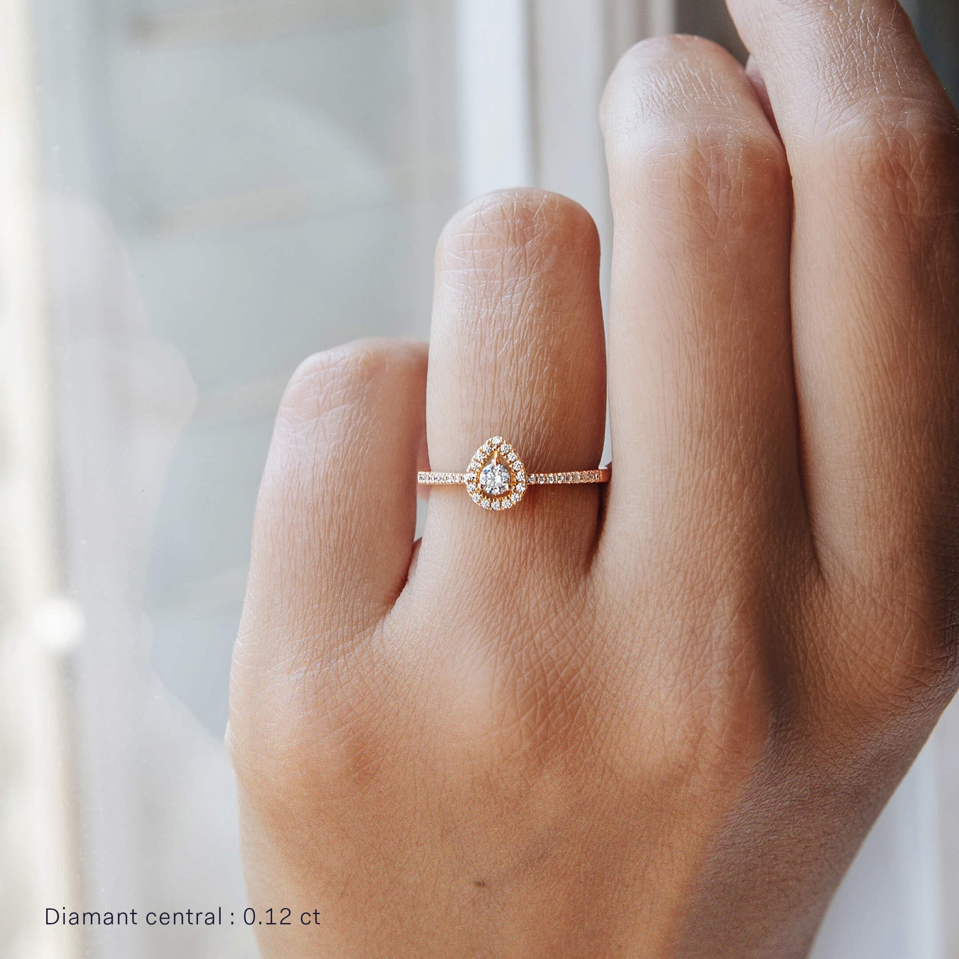 Bague de fiançailles halo poire en or jaune Brooklyn 6