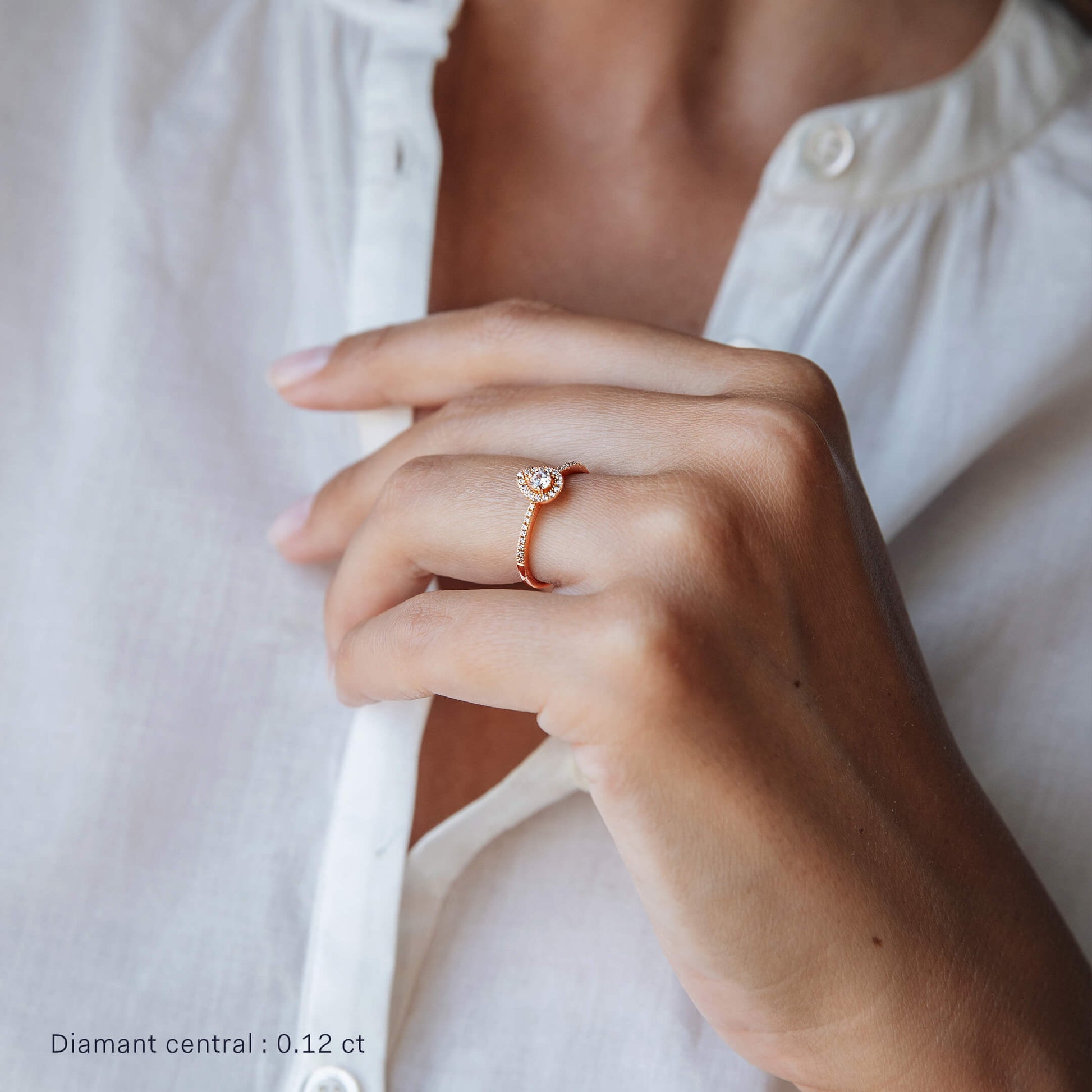 Bague de fiançailles halo poire en or rose Brooklyn 4