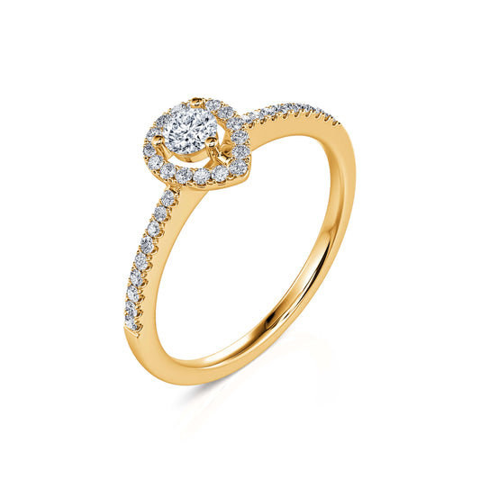 Brooklyn - Bague de fiançailles halo poire en or jaune #2