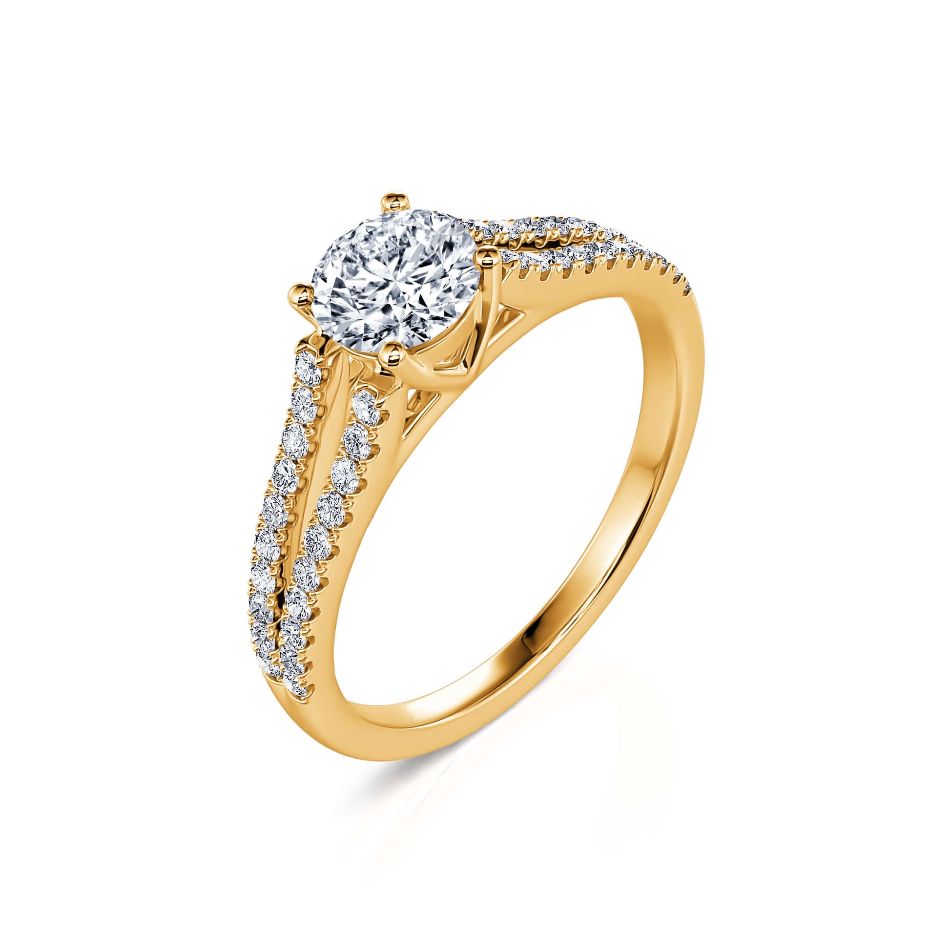 Solitaire or jaune diamant accompagné Carlie 2