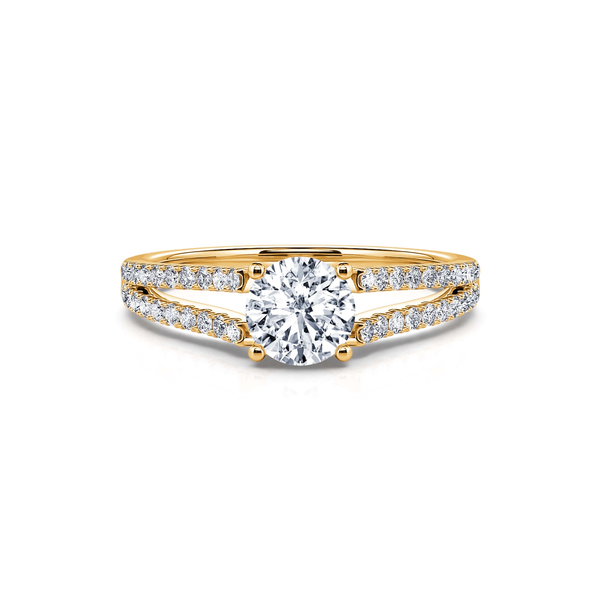 Solitaire or jaune diamant accompagné Carlie 4