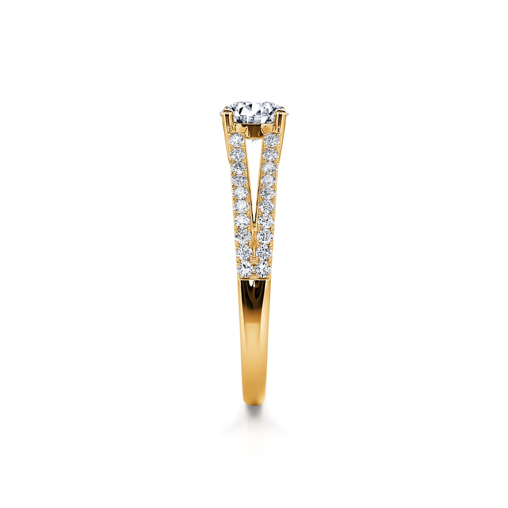 Solitaire or jaune diamant accompagné Carlie 3