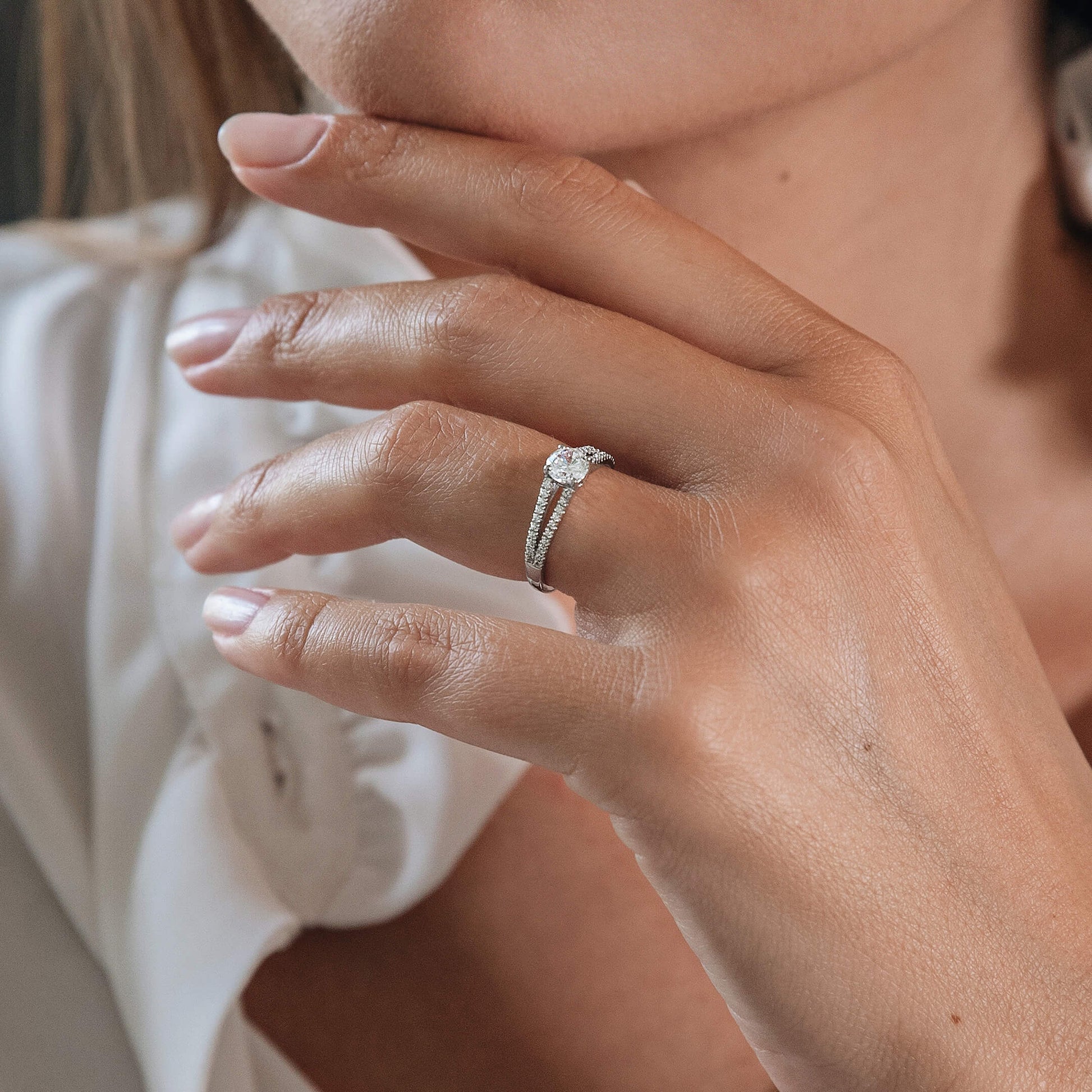 Solitaire or rose diamant accompagné Carlie 5
