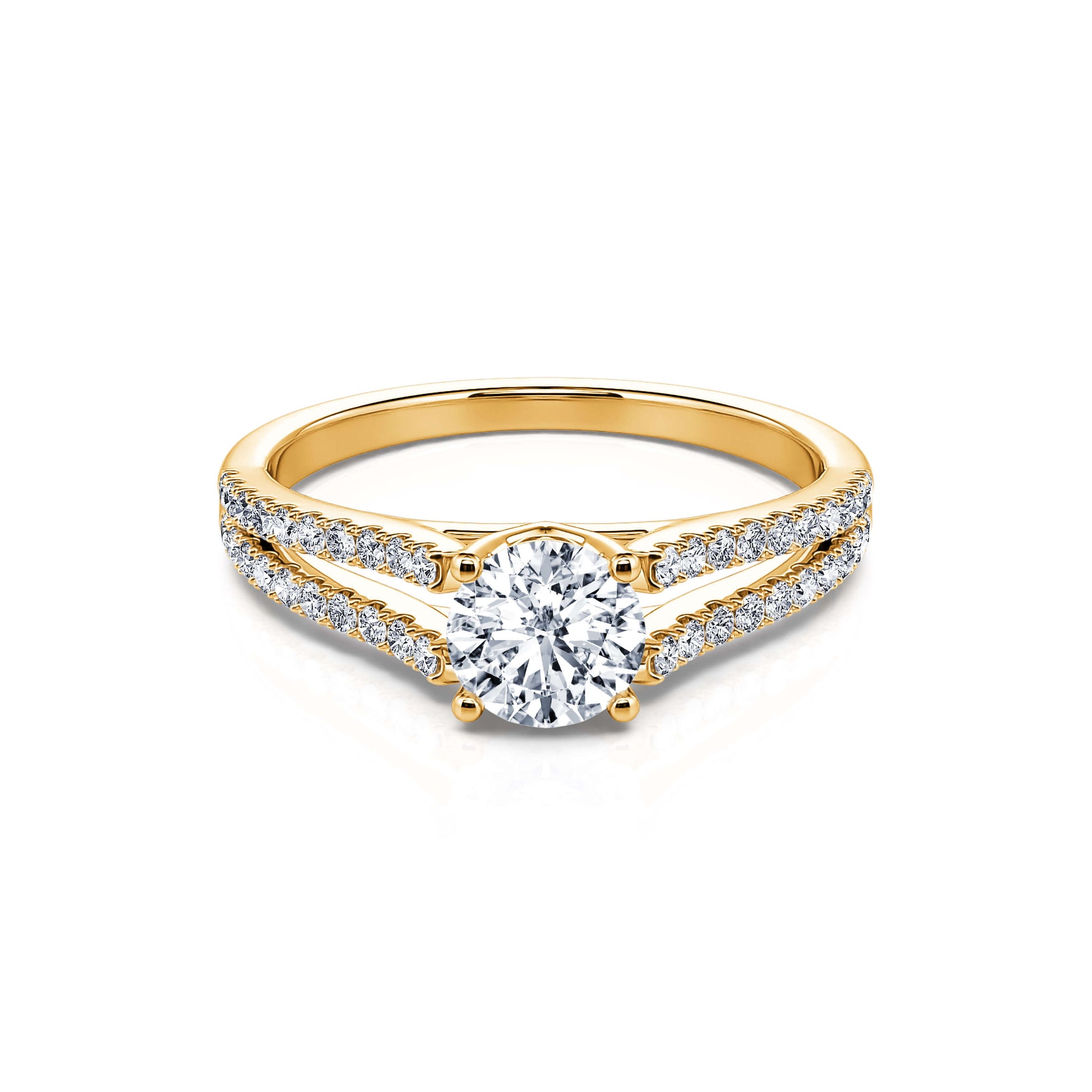 Solitaire or jaune diamant accompagné Carlie 1