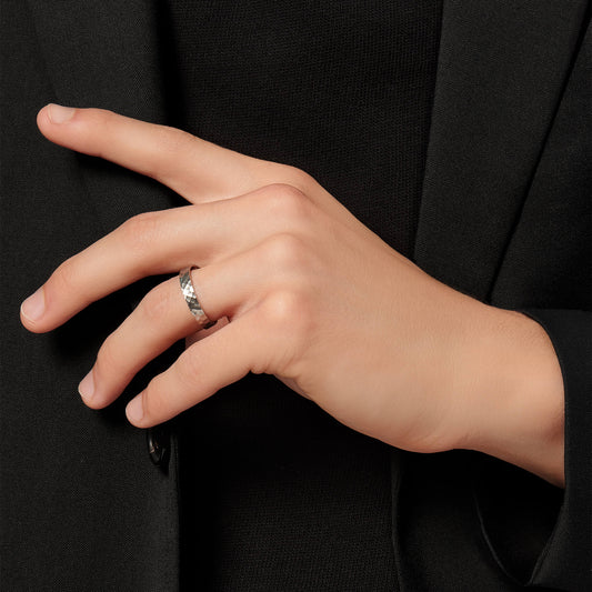 Cayden - Alliance ruban martelée or rose #2