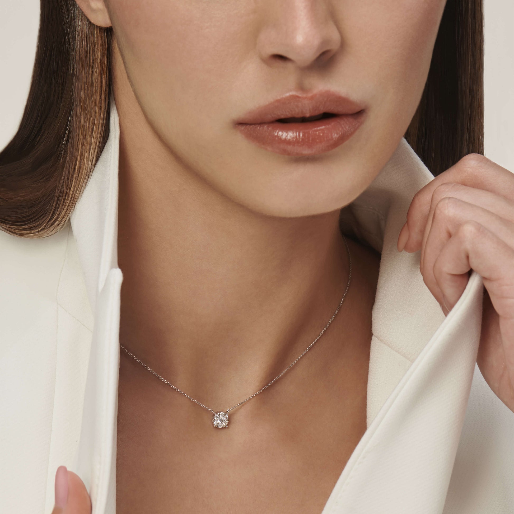 Collier or jaune diamant puce illusion Céleste L 4