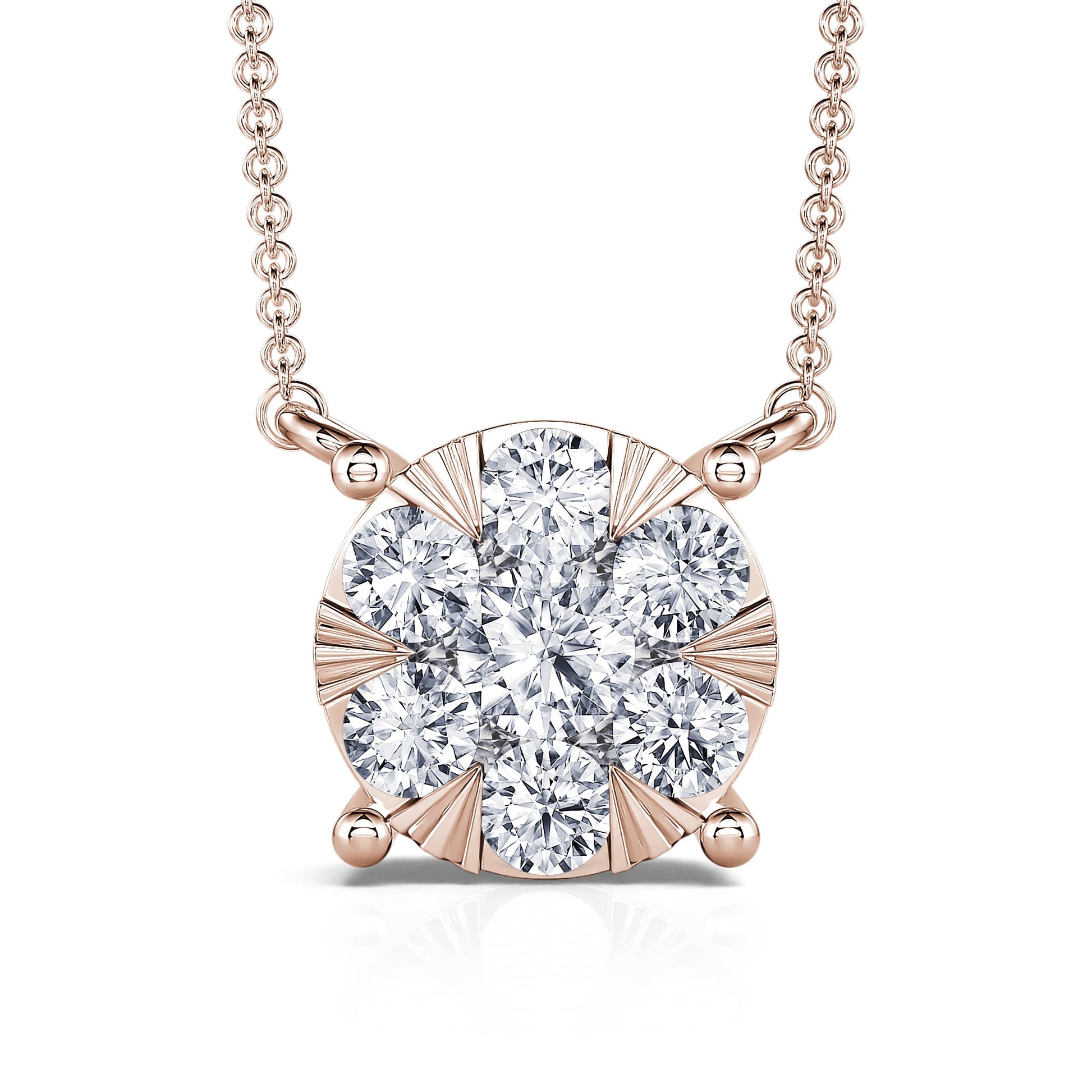Collier or rose diamant puce illusion Céleste L 3