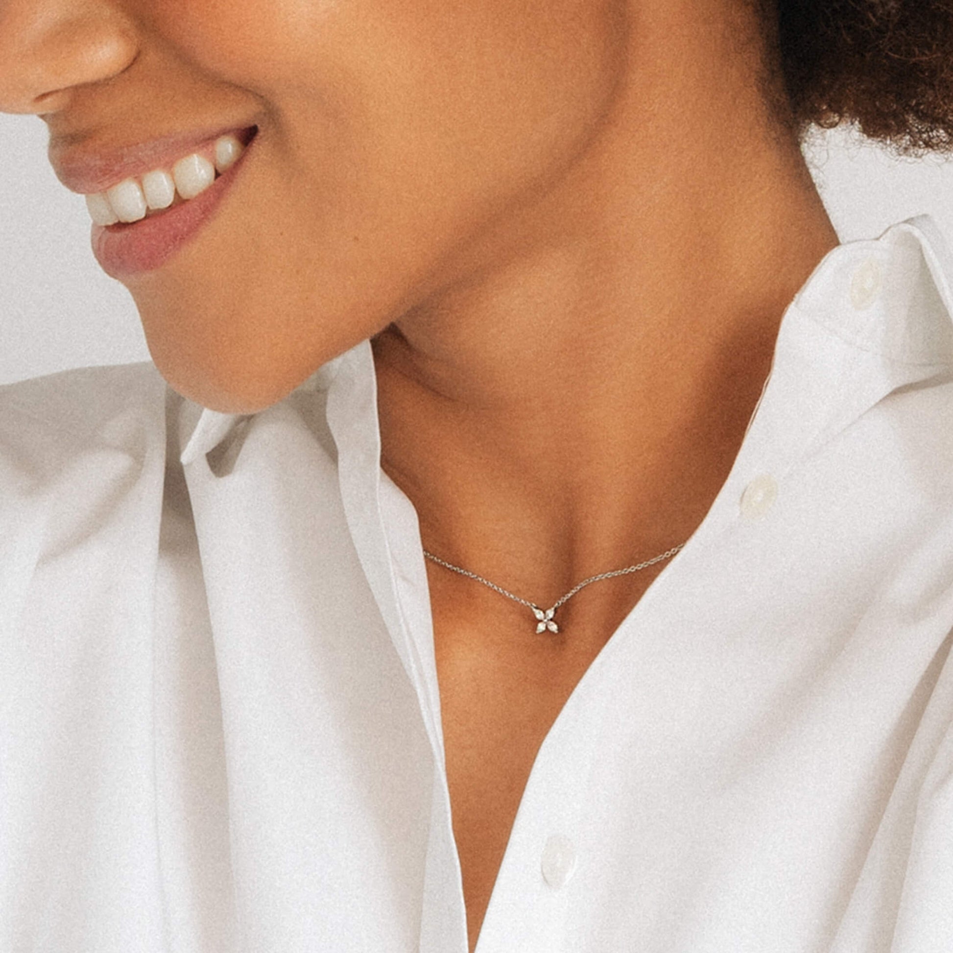 Collier or rose diamant marquise Chance 6