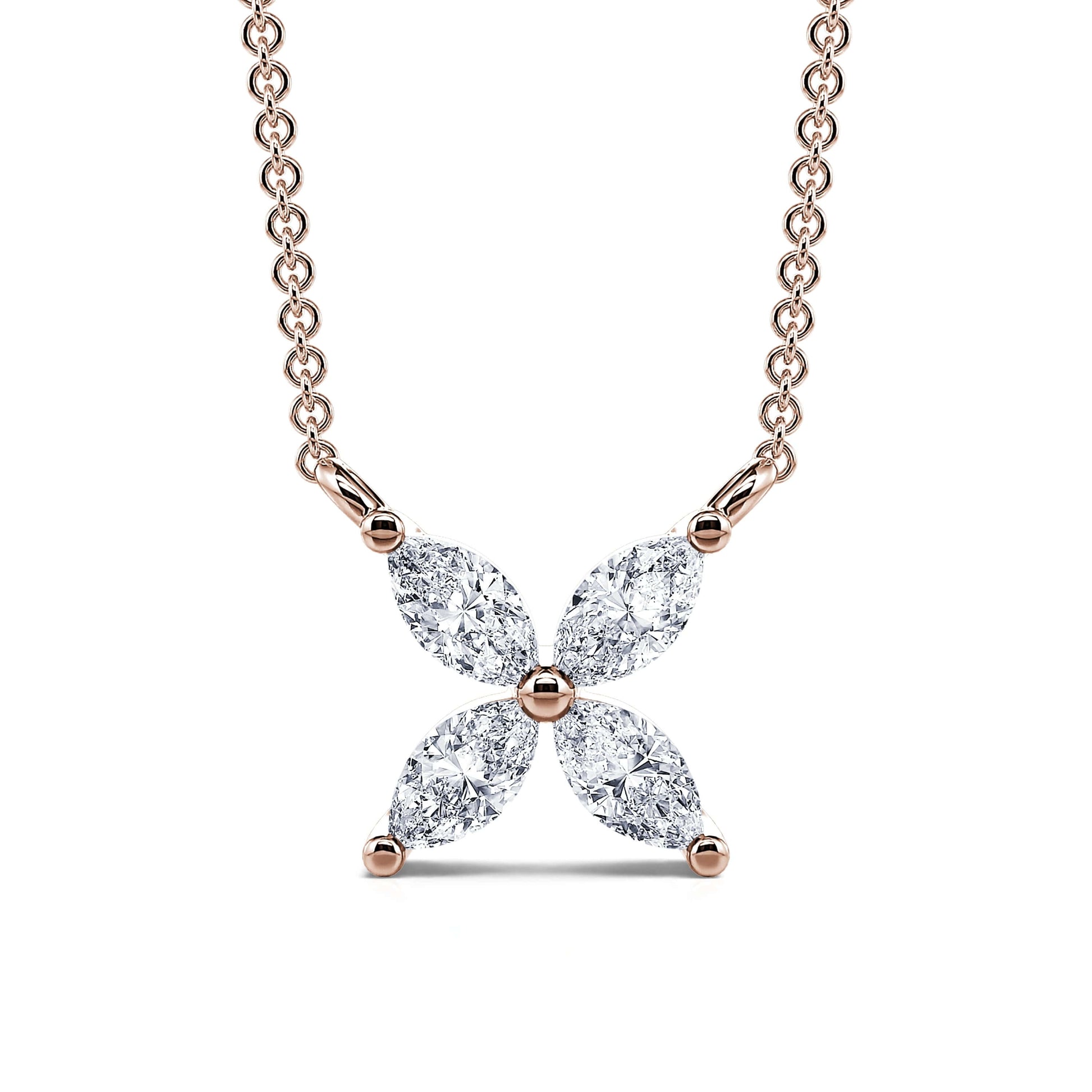 Collier or rose diamant marquise Chance 2